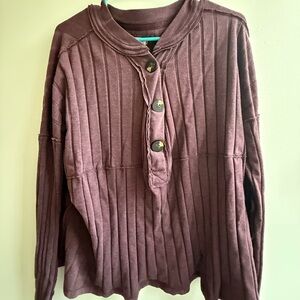 We The Free Women's Burgandy Long Sleeve Top